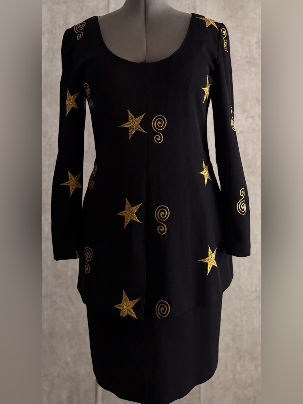 CHETTA B Womens Sherrie Bloom Peter Noviello BlkGld Formal Embroidery Dress Sz10